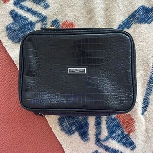 RARE Otis Batterbee Black Croc Carry On Toiletry Case Dopp Kit Travel Makeup Bag